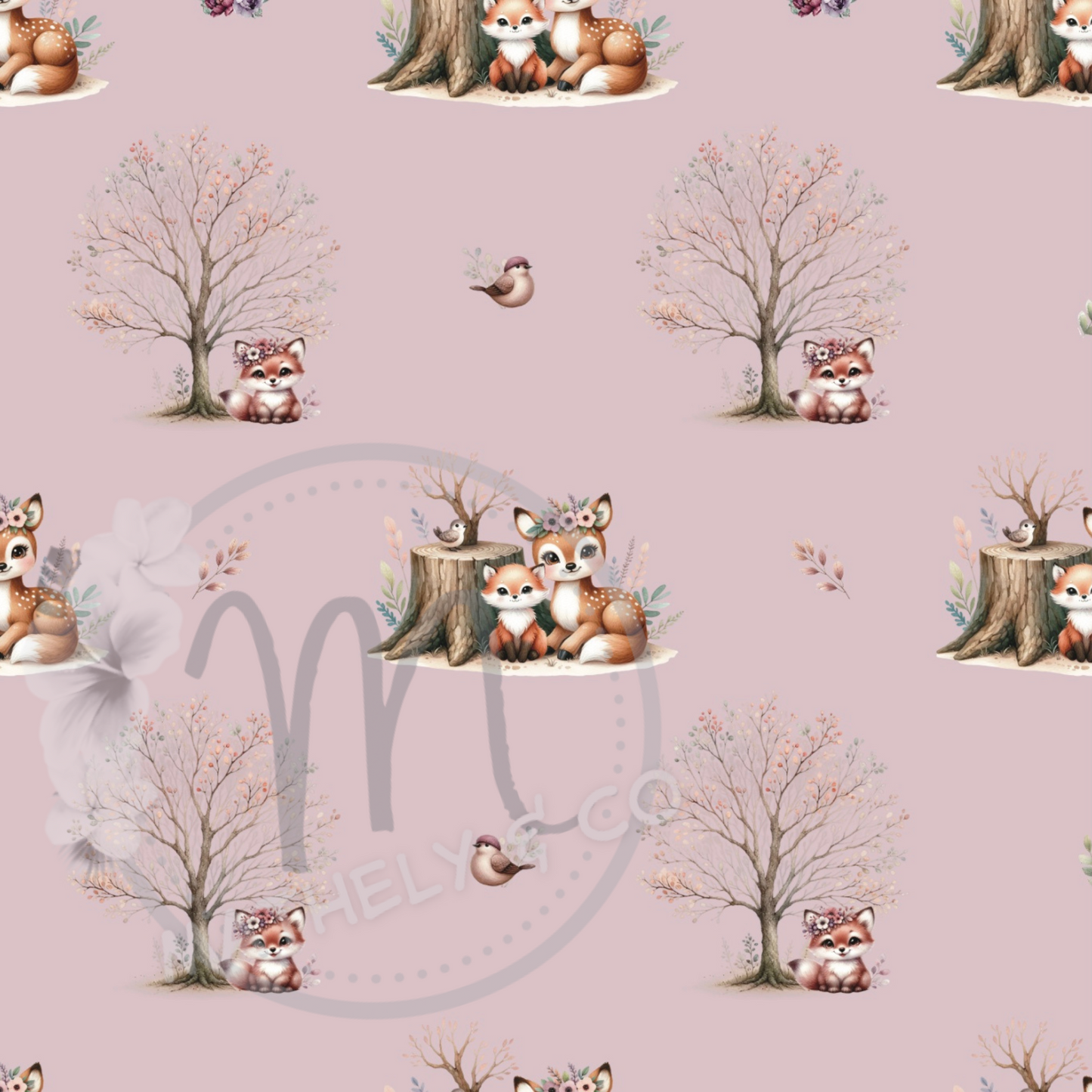Couverture en Minky « Faune boreale/ lisse rosewater"