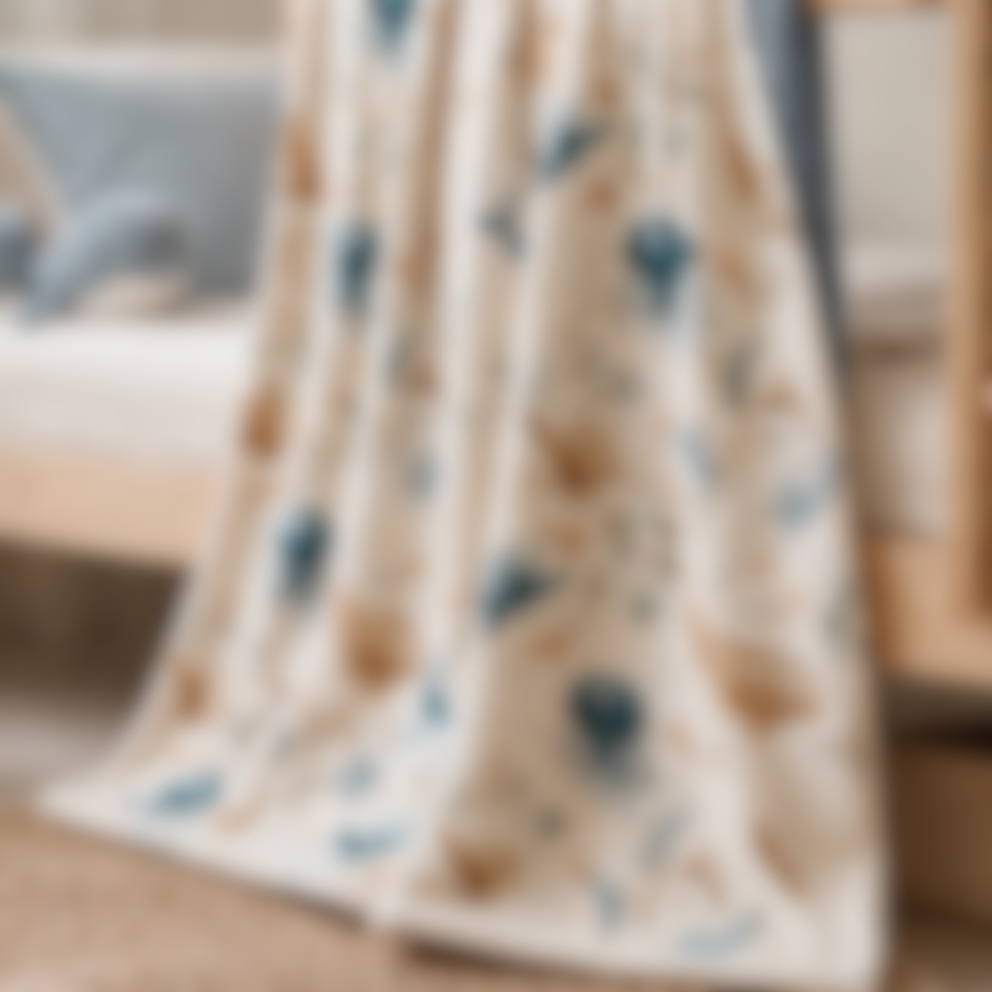 Bientôt en ligne 🌺 Couverture en Minky « Échos marins/ minky bulles denim »