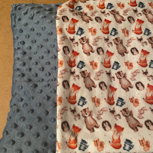Mini doudou « Dans les buissons/bulles bleu denim »