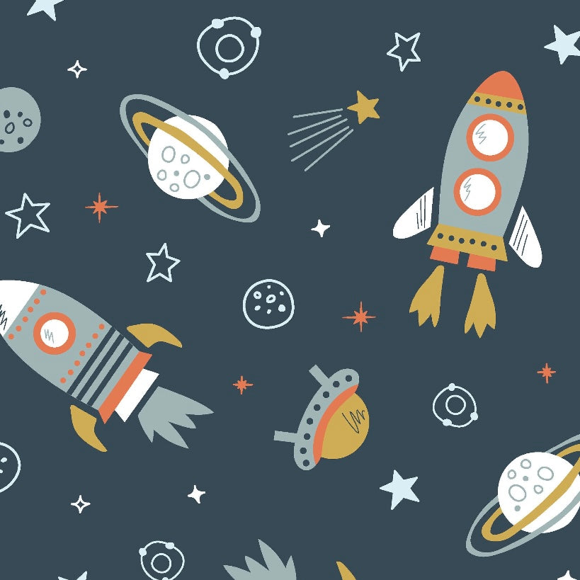 6-12M-Pantoufles douces et chaudes "To the moon/bulles or"