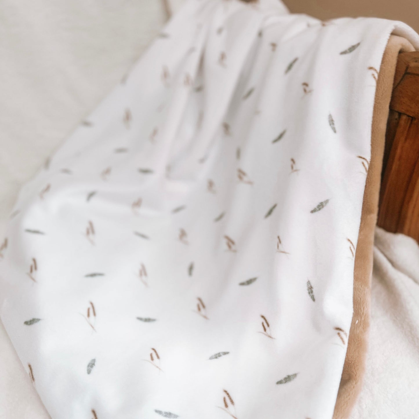 Mini doudou «Champs de blé/ minky lisse caramel »