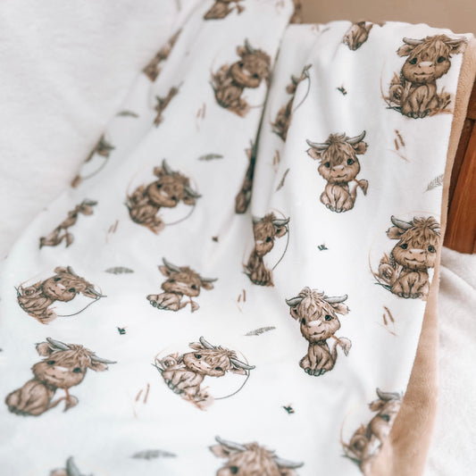 Couverture en Minky "Hector/bulles caramel"