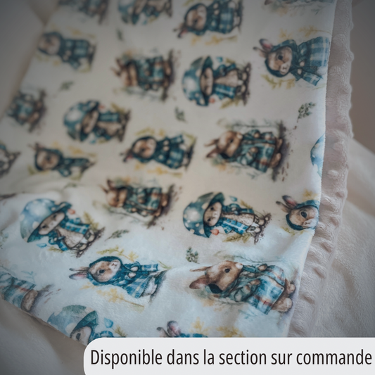 Couverture en Minky"Sous la pluie/bulle sable"