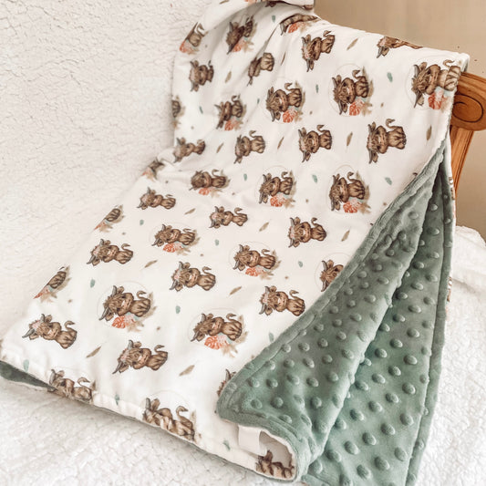 Minky blanket Sally / green-gray dot