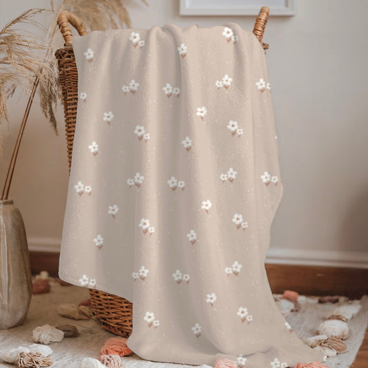 Couverture minky "Flora/ bulles crème’’