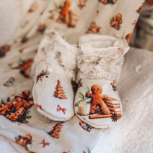 Pantoufles douces et chaudes "Ginger/Snowy owl naturel" Sur commande le