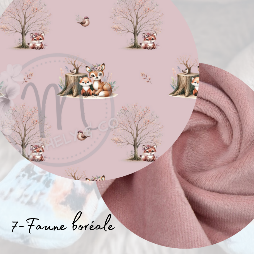 Pantoufles douces et chaudes "Faune boréale/ lisse rosewater"