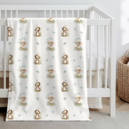 *À venir bientôt* Couverture en Minky « La danse des canards/ Minky sable »