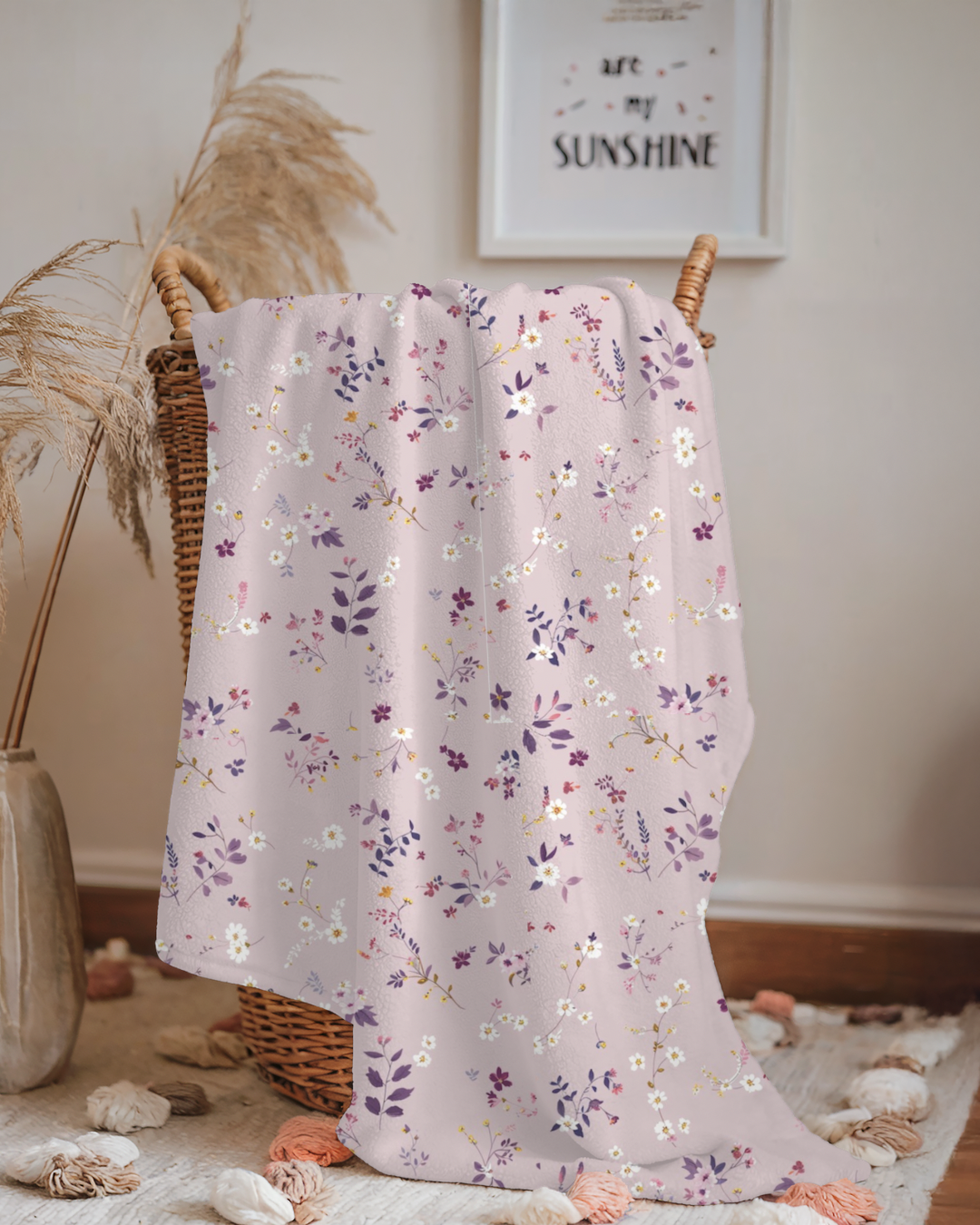 *À venir bientôt* Couverture en Minky « Fleurs aubergine/ Minky lisse Iris»
