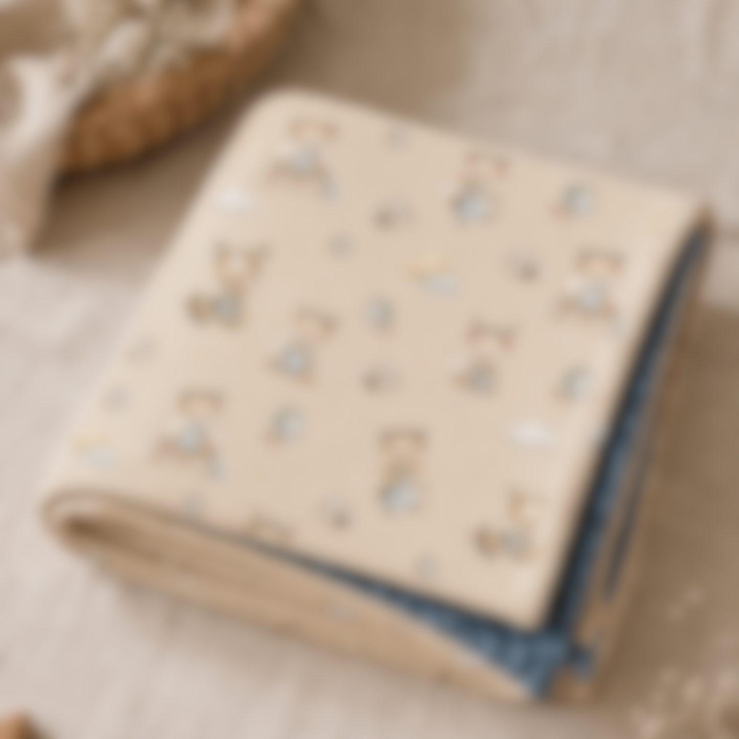 Bientôt en ligne 🌺 Couverture en Minky « renard globe-trotter/ minky bulle denim »