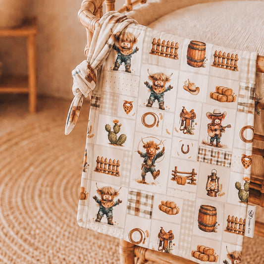 Mini doudou «Dallas rodéo/ minky lisse Monk »