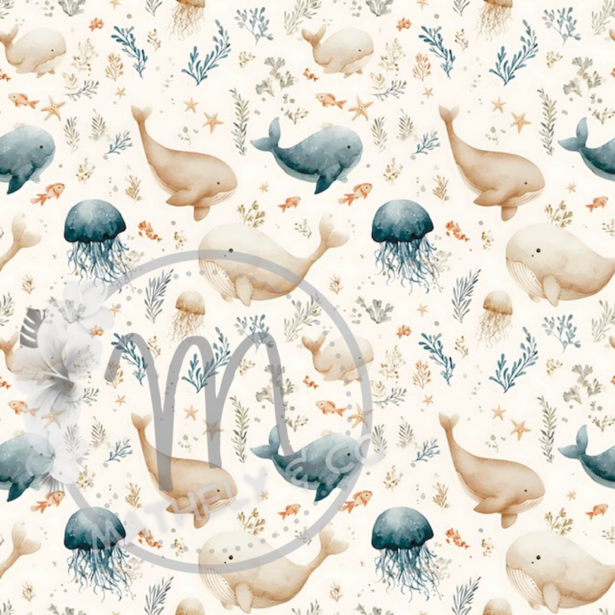 Couverture en Minky « Échos marins/ minky bulles denim »