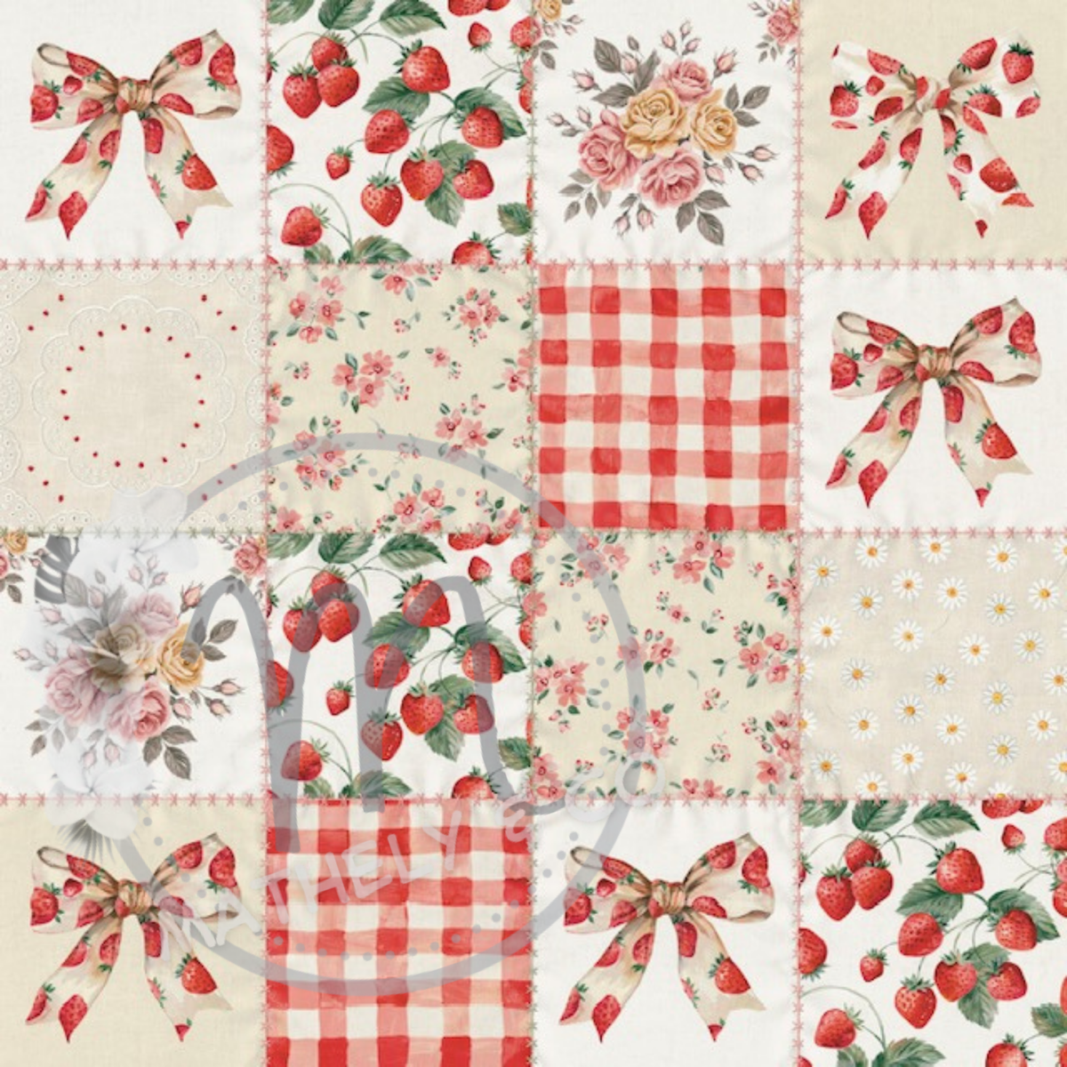 Couverture en Minky « Fraises vintage/ minky lisse monk »