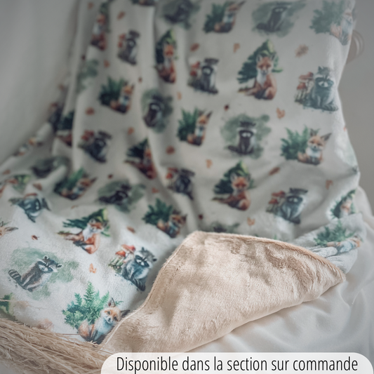 Couverture en Minky"Mon ami raton/lisse caramel"