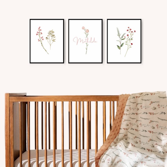Trio d’affiches numériques Fleurs sauvages
