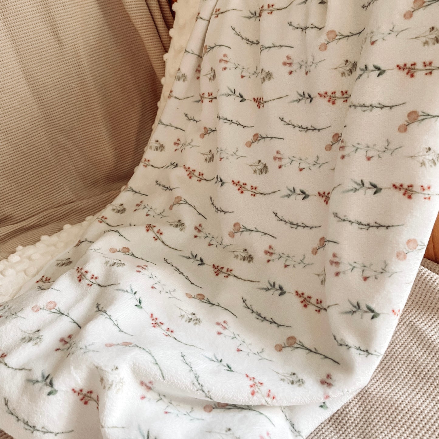 Minky blanket "Wildflowers/cream dot"~On command