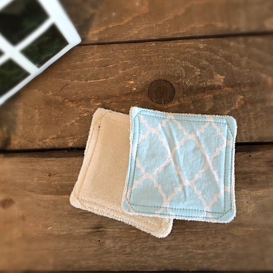 Tampons démaquillants « Damassé bleu »