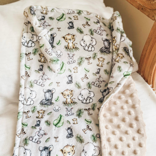 Mini cuddle blanket "Safari babies/ back of your choice" ~ On command