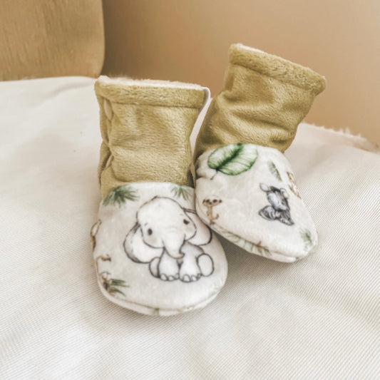 Soft and warm slippers "Safari babies/minky smooth khaki"~On command