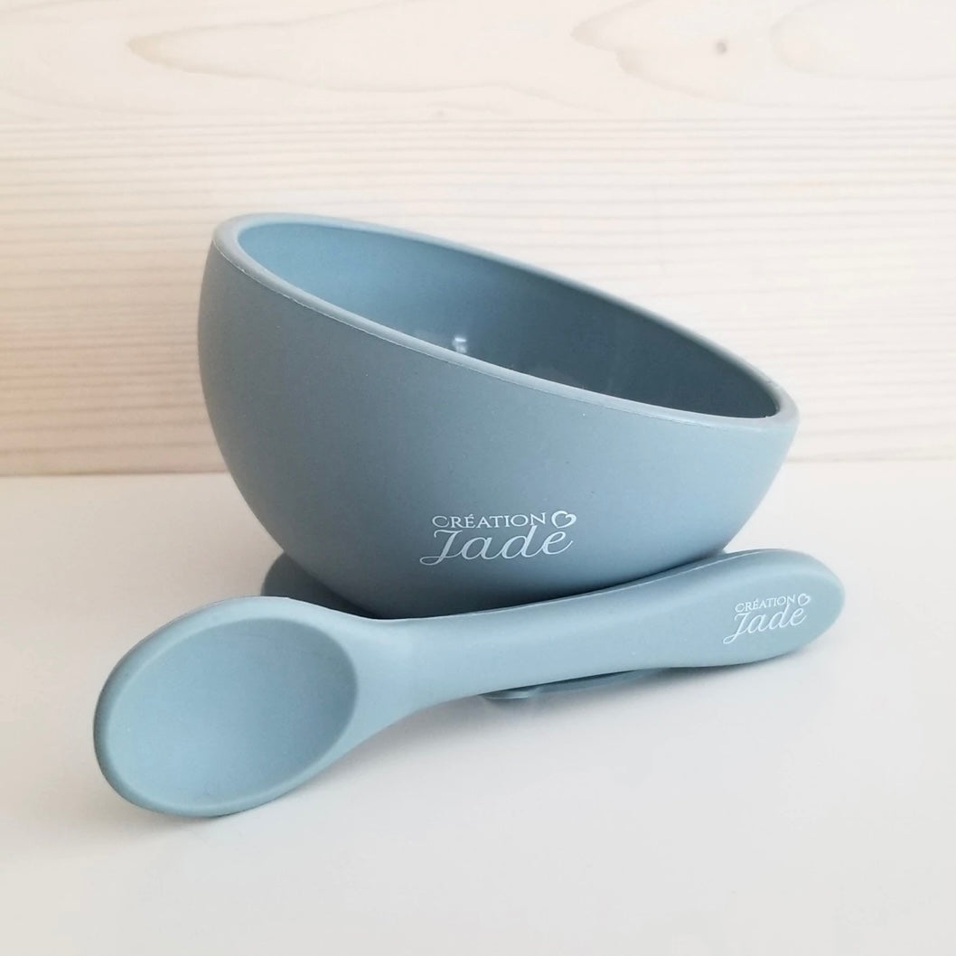 Duo suction bowl and spoon Création Jade