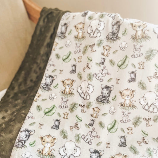 Couverture minky/squish "Safari babies/bulles Hunter"*10-14 jrs ouv.